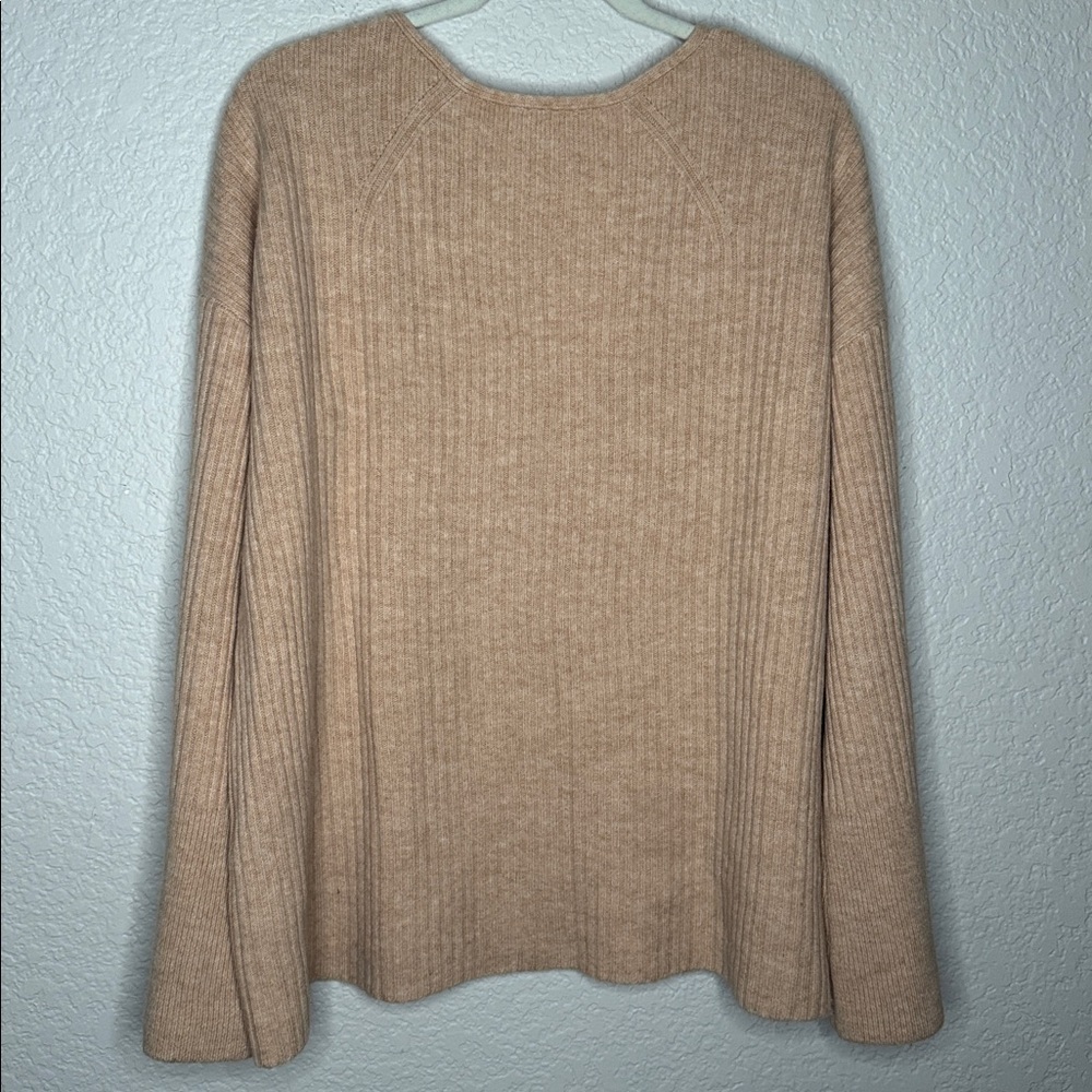 Rag & Bone Mitchell 100% Merino Wool V Neck Ribbed Sweater Oat Large - Picture 7 of 7